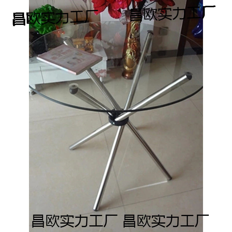 钢化玻璃餐桌子圆形折叠不锈钢阳台小茶几洽谈户外展会摆摊桌