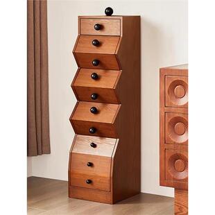 法式中古风白蜡木家具五斗柜客厅沙发复古小立柜设计师卧室储物柜