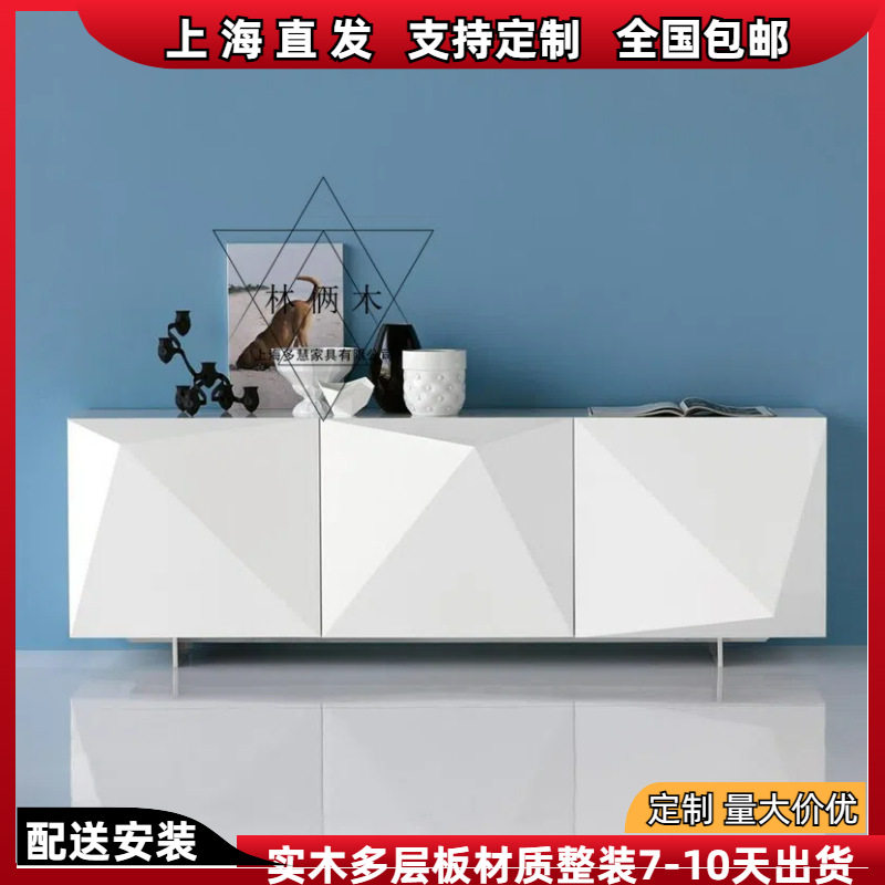 现代简约菱形烤漆玄关储物柜