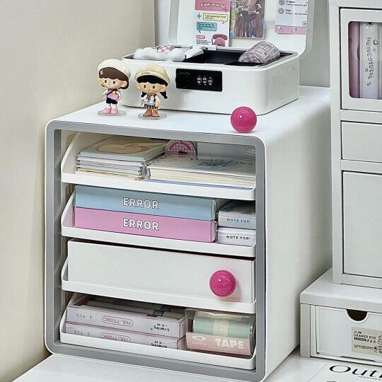 桌面抽屉式文件收纳柜收纳盒办公室办公桌工位桌上置物架收纳架内