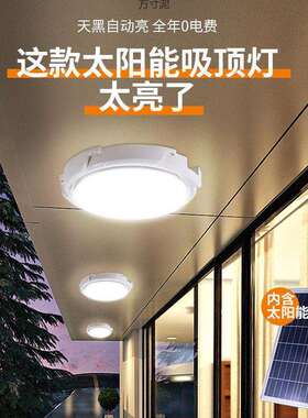 太阳能吸顶灯家用庭院灯太阳能灯室内带晚上自动亮新款农村家用厂