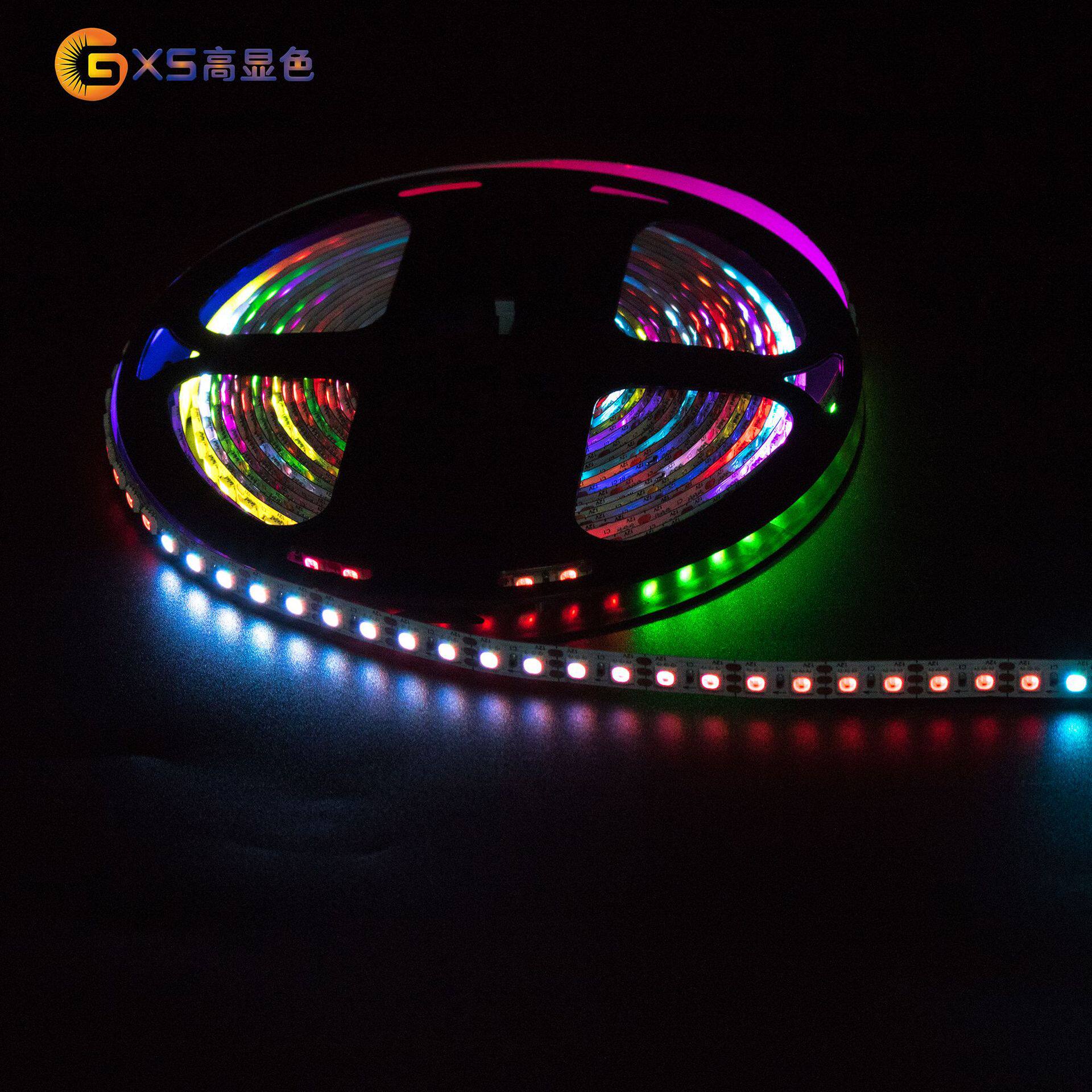 LED12v幻彩跑马灯带2815单点单控灯条超窄7mm宽板144灯流水灯条