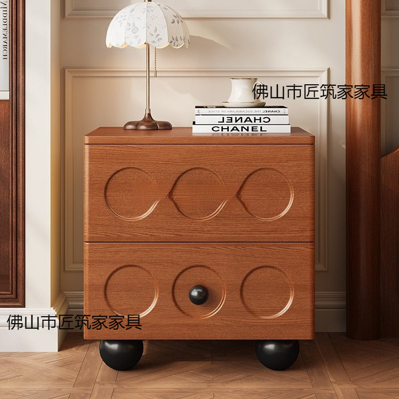 黑色复古实木床头柜小户型多尺寸