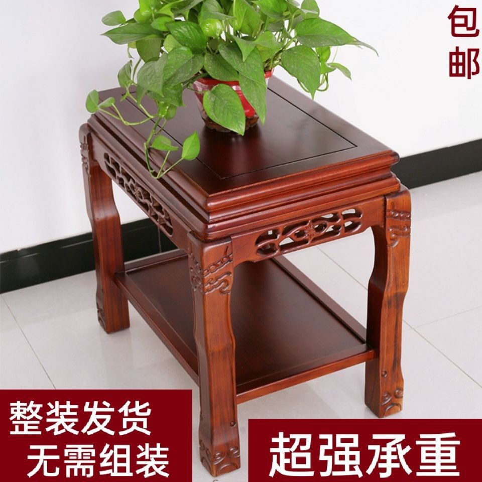 中式实木正方盆景花架承重强