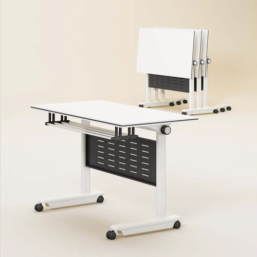 折叠会议桌培训桌椅组合双人学生课桌长条桌带轮可移动办公桌辅导