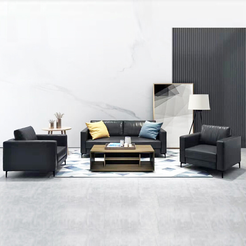 办公家具办公沙发简约现代时尚三人位办公室会客单人沙发茶几组合