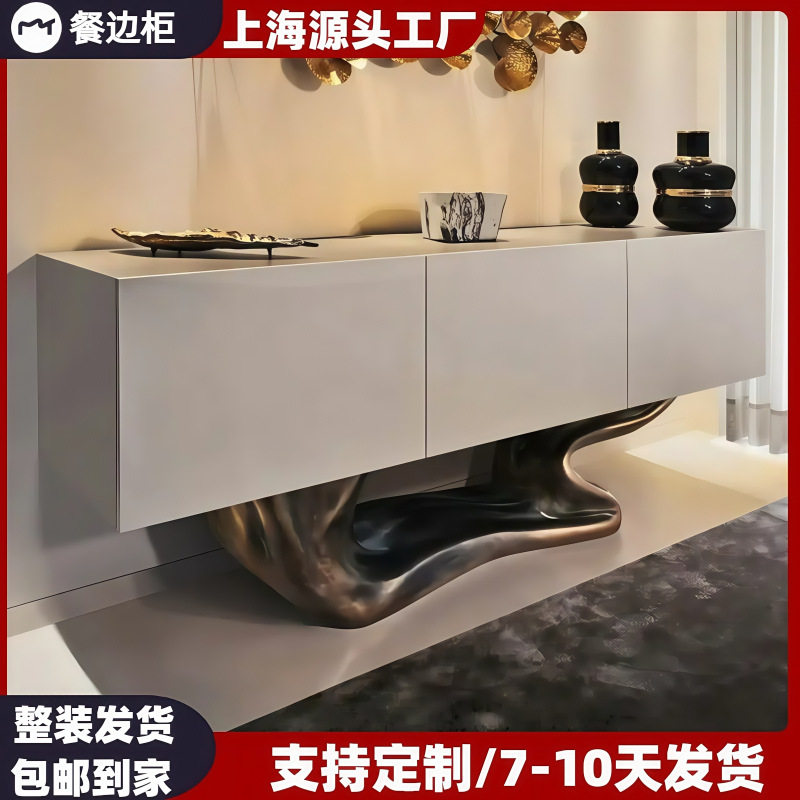 复古烤漆实木玄关餐边储物柜
