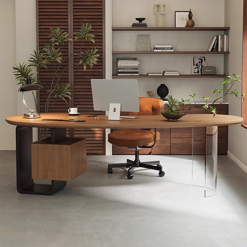 现代简约实木商用办公电脑桌椅组合轻奢高级感老板桌2025新款高端