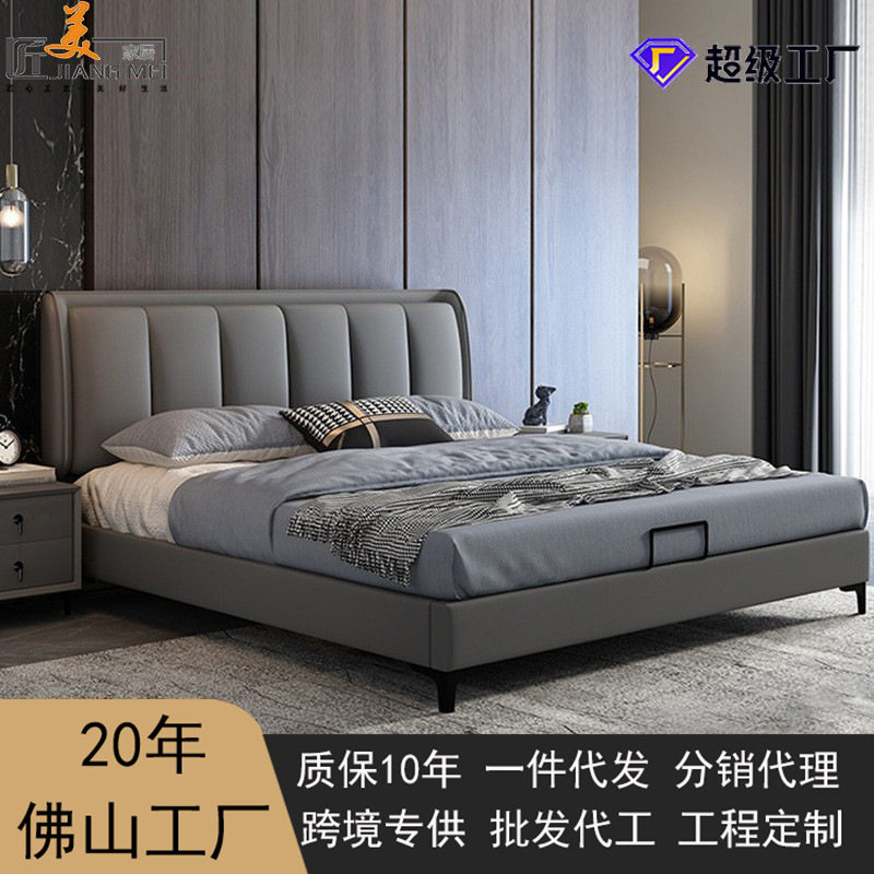 严选意式极简科技布床小户型主卧室软包婚床简约现代榻榻米布收纳