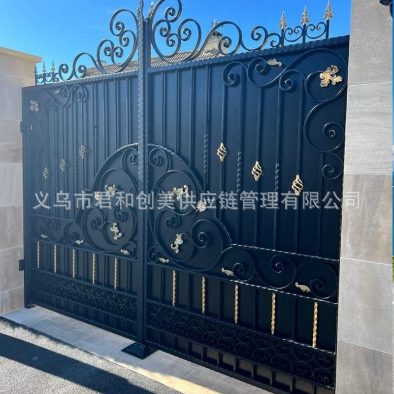 铁艺电动平开玻璃大门庭院围栏