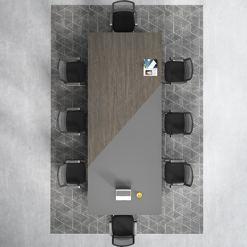 现代简约会议桌钢木桌长条桌简约开会桌办公家具小型会议桌