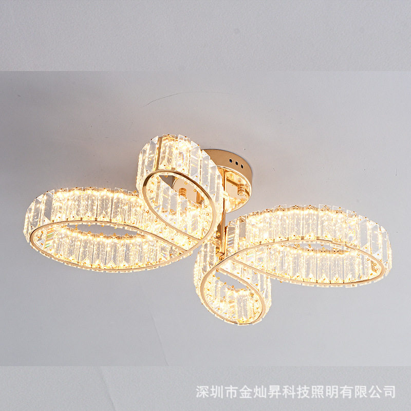 北欧轻奢吸顶灯大气客餐厅卧室主灯设计师水晶中国结LED主卧灯具