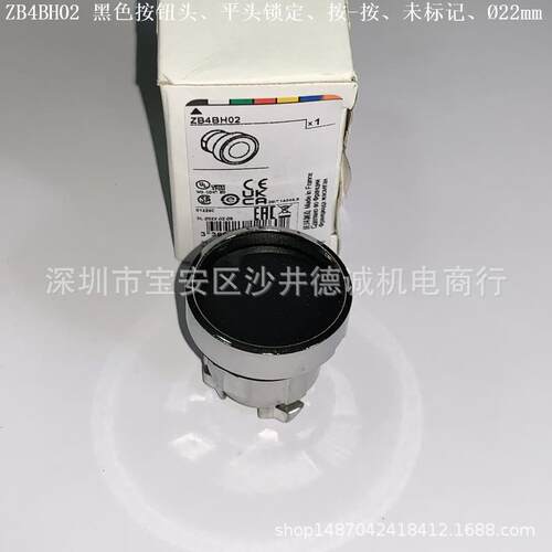 ZB4BH02 ZB4-BH02 黑色按钮头 平头锁定（按-按）Ø22mm、未标记