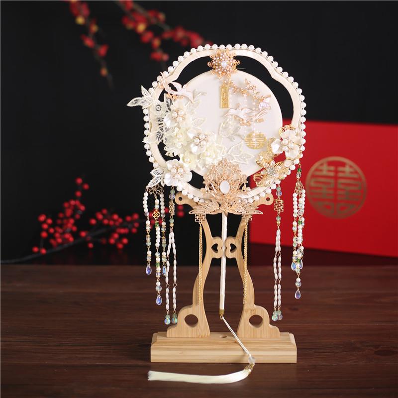 新娘喜扇秀禾服团扇结婚婚礼团扇古风扇子出嫁扇喜字扇中式手捧花