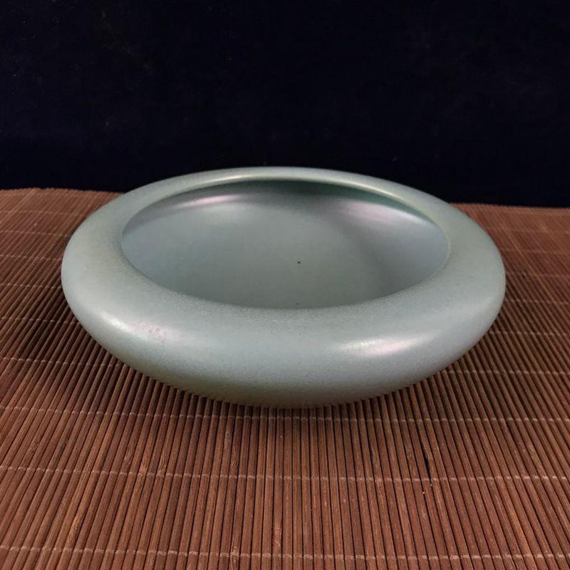 古玩杂项复古工艺品做旧蓝釉笔洗烟灰缸家居客厅装饰品