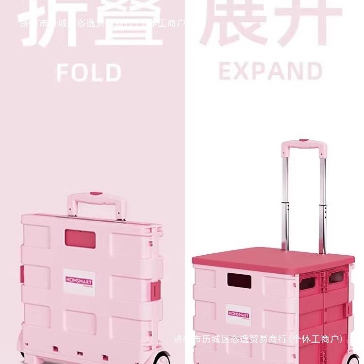 拉杆收纳箱子周转带轮滑户外露营手拉整理折叠小推车漫展学生装书