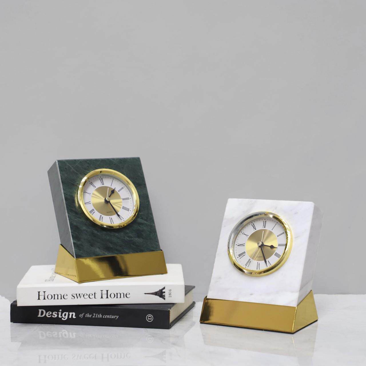北欧创意天然大理石钟表台钟桌面装饰摆件客厅别墅电视柜家居饰品