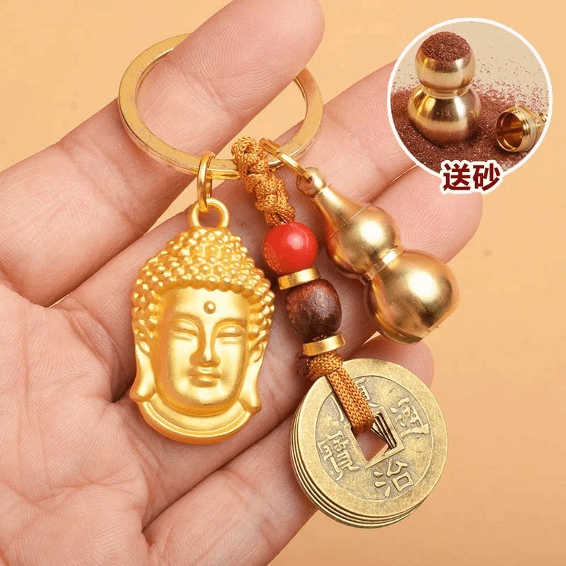 吉兆.大日如来守护佛头招財纳福平安钥匙扣驾车个人用品