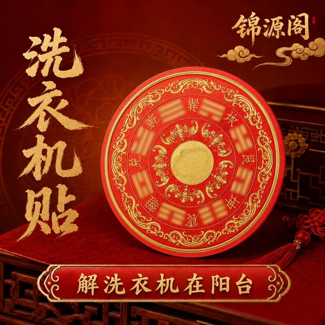 【师傅推荐】阳台洗衣机福纹装饰贴洗衣机自粘装饰贴画 直径6cm