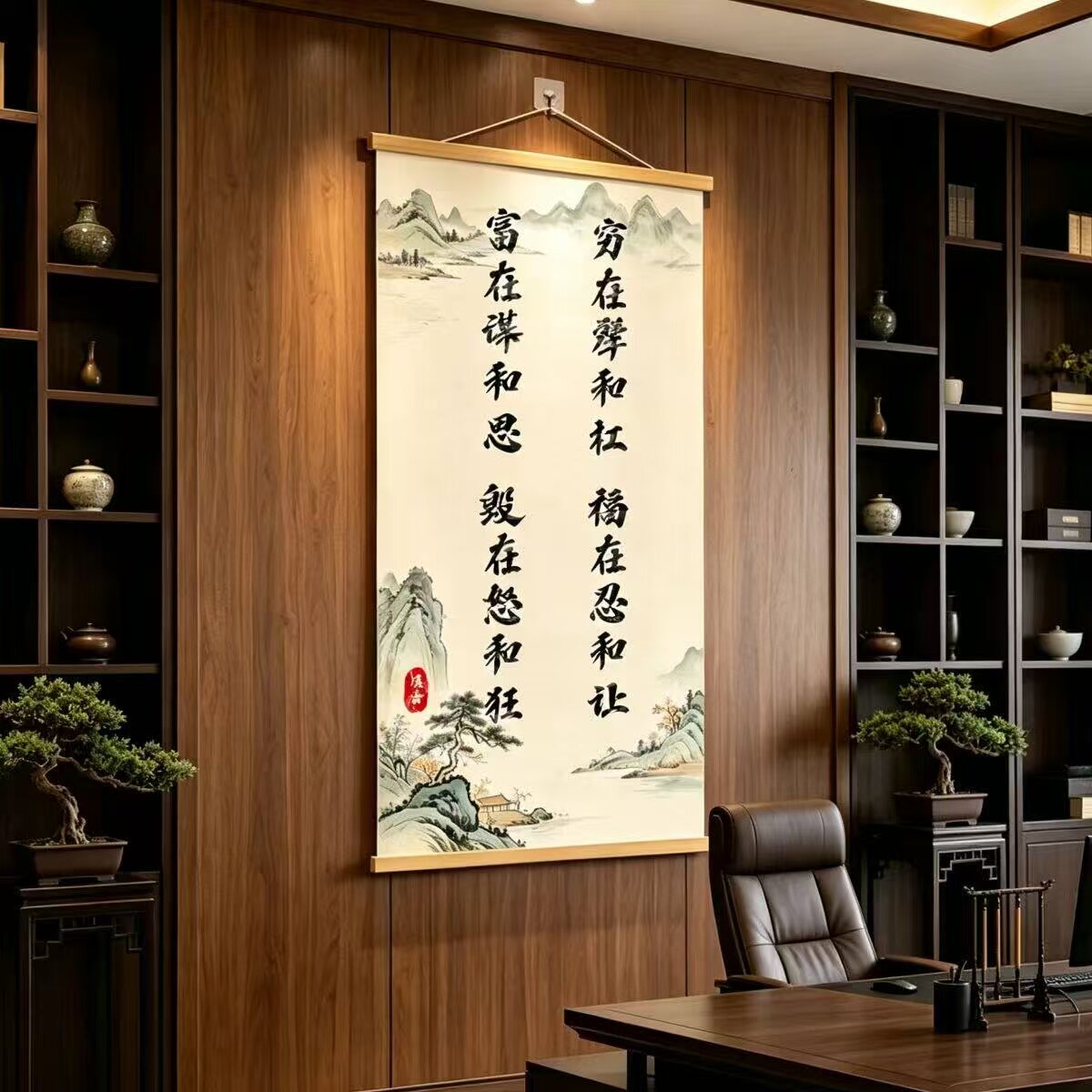 加大款【福在忍和让】新中式励志书法字画挂画书房客厅办公室装饰