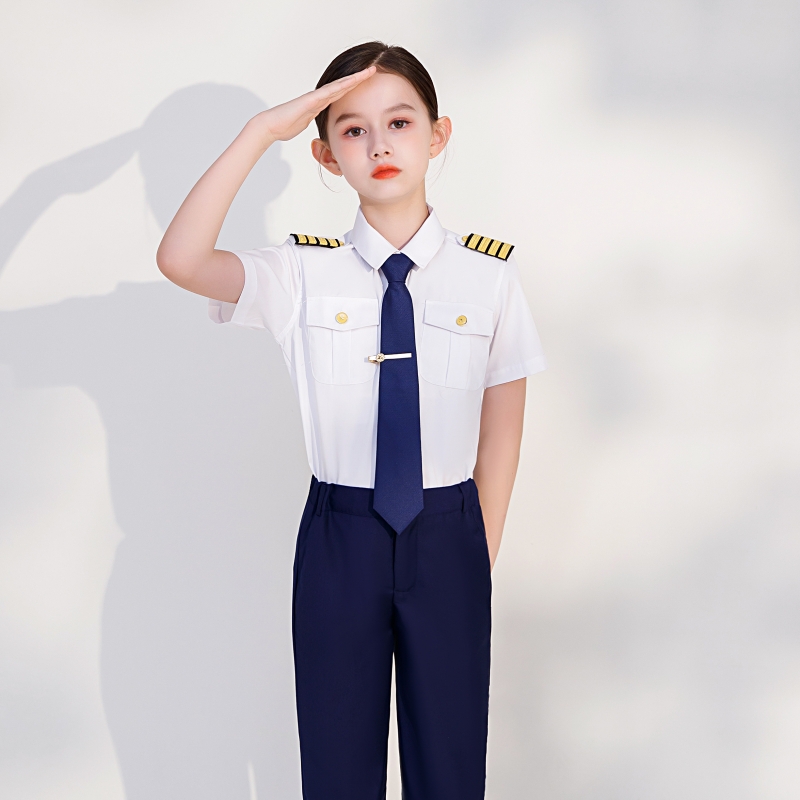 中国机长制服儿童 男女童飞行员制服衬衫 幼儿园班服模特演出服装