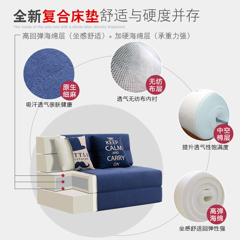 沙发床可折叠榻榻米单人1.2双人1.5米小户型客厅两用简易懒人沙发