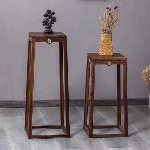 北美黑胡桃木新中式实木花架花几客厅落地式盆景花盆架禅意置物架