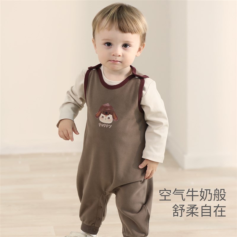 婴儿背带裤春秋款男宝连身裤女宝卫衣连体衣服超萌可爱宝宝连体裤