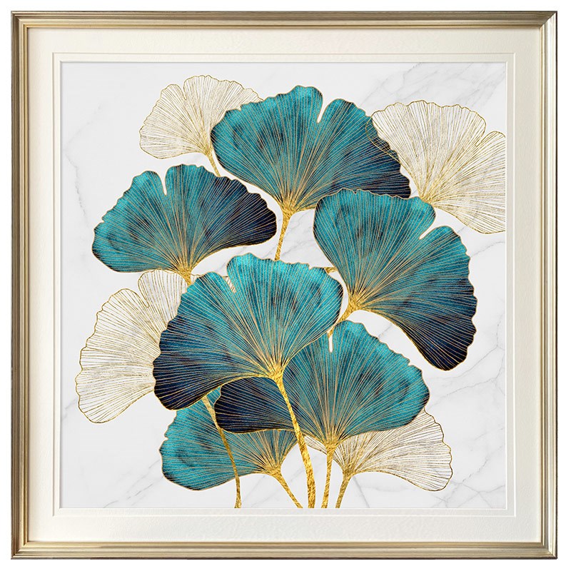 简美卧室沙发背景画简约客厅装饰画美式卧室床头挂画蓝之花玄关画