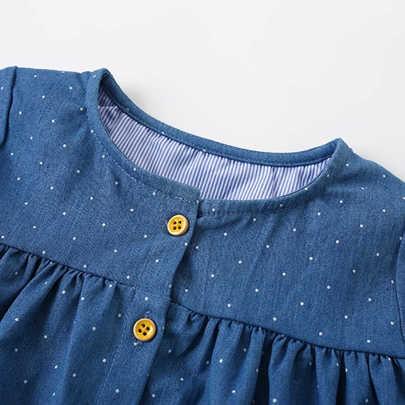 女童牛仔裙春秋季新款欧美儿童俏皮洋气圆领长袖连衣裙女孩公主裙
