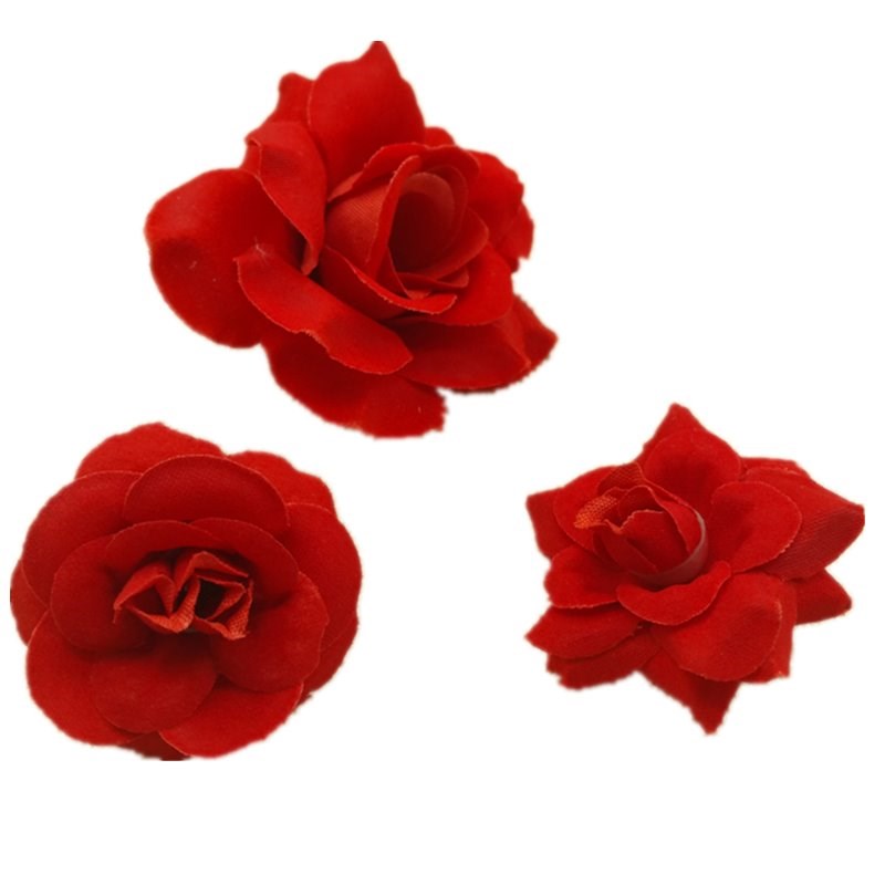 红色玫瑰花环材料喜糖盒子配件DIY假花朵绢花新娘头花婚礼装饰