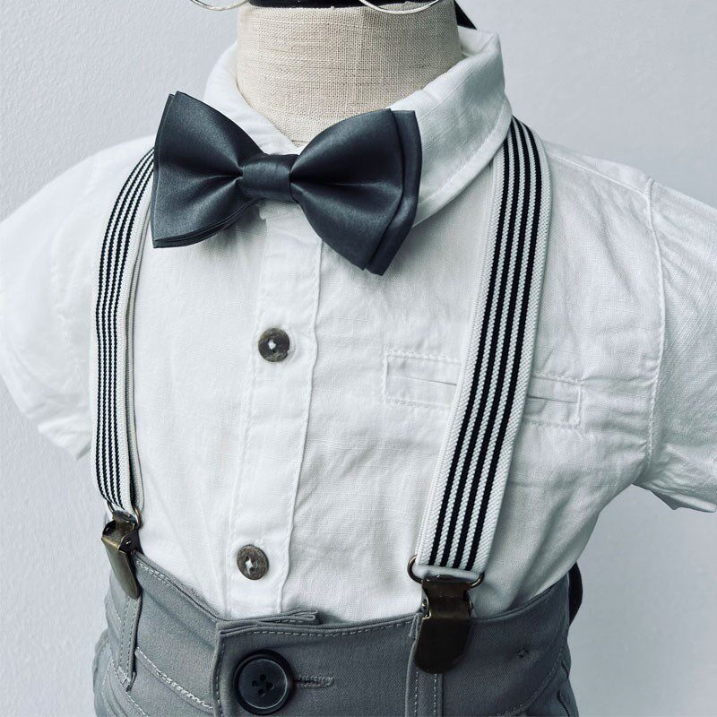 夏季男童英伦风套装礼服 男宝宝小西装马甲背带短裤薄款短袖套装