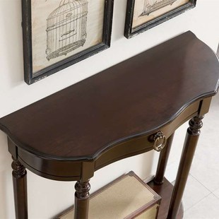 欧式门厅入户实木玄关桌美式玄关台半圆玄关柜沙发背几走廊靠墙桌