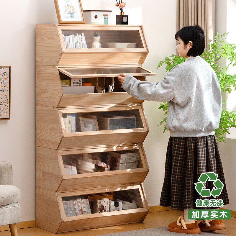 实木组合书柜子多功能家用客厅落地书架多层儿童大书橱置物架储物