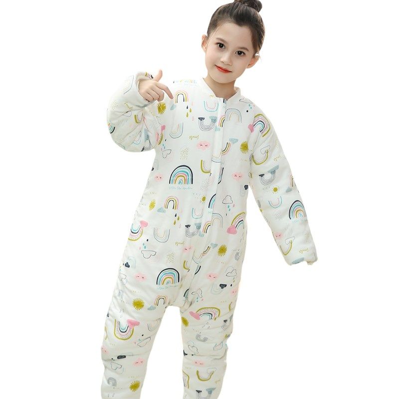 睡袋儿童包脚大宝宝防踢被子5套脚6带脚7大孩子8在大童10岁秋冬款