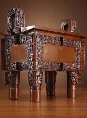 紫铜鼎摆件铜司母戊鼎家居客厅装饰品办公室桌面摆设开业礼品