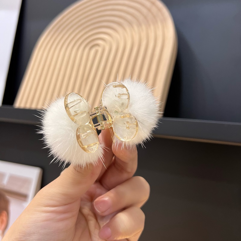 【可爱小毛球发爪】真水貂毛抓夹韩国可爱樱桃小毛球夹子毛绒发饰