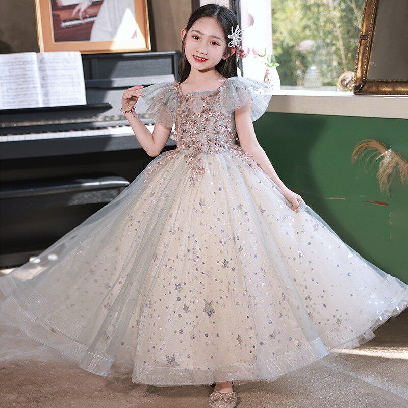 气质女童礼服公主裙走秀演出服女孩儿童主持人蓬纱生日照相馆礼服