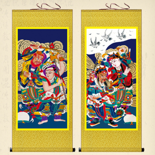 四大护法元帅画像挂画道场水陆装饰画马王爷赵公明王殷神像卷轴画