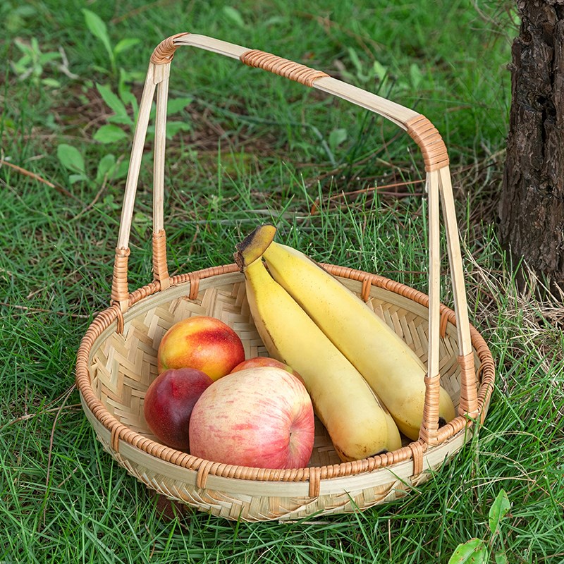 竹编竹篮手工编织小篮子水果点心手提篮圆形家用竹子竹制品伴手礼