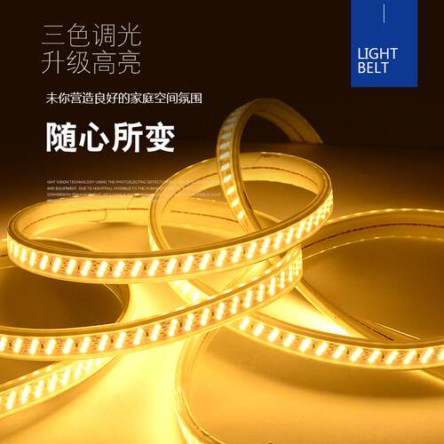 朗帝斯 led灯带条客厅暗藏软灯条220v双排三色变色防水高亮长条灯
