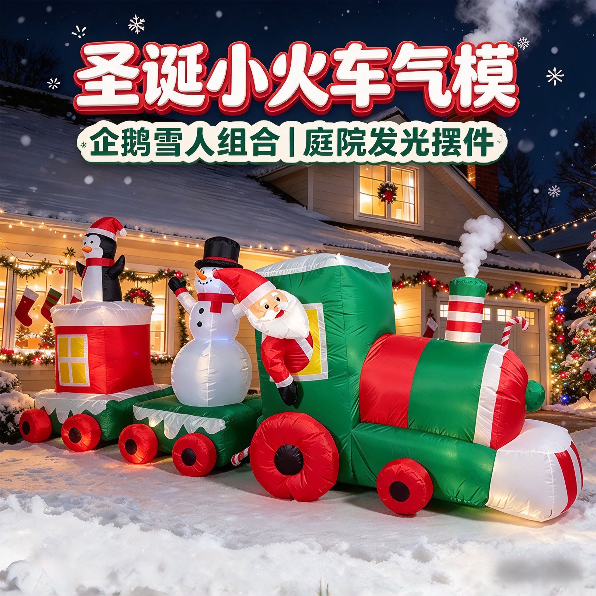 圣诞大型气模充气发光装饰品道具