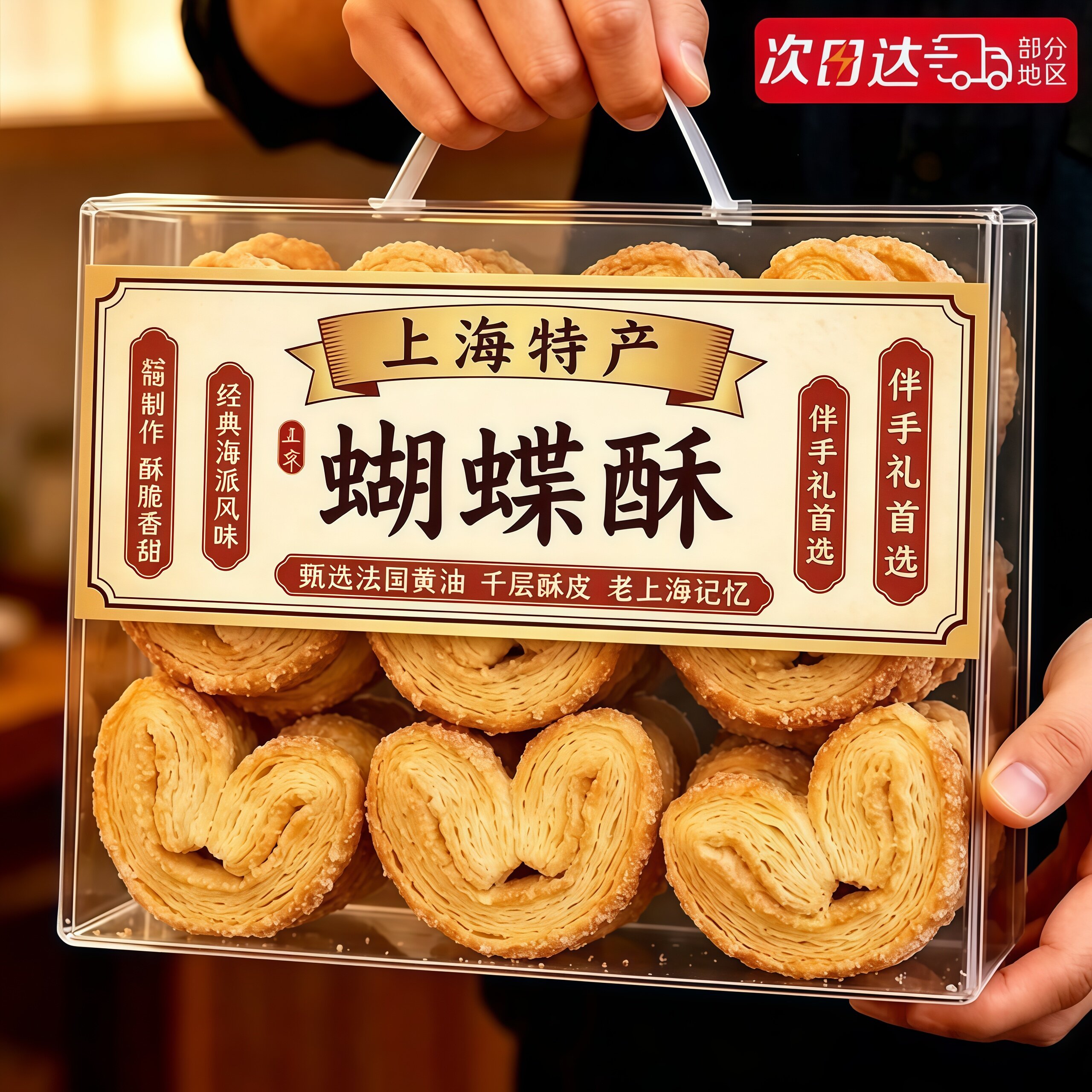 正宗上海国际饭店蝴蝶酥官方旗舰店老字号香港特产独立包装饼干