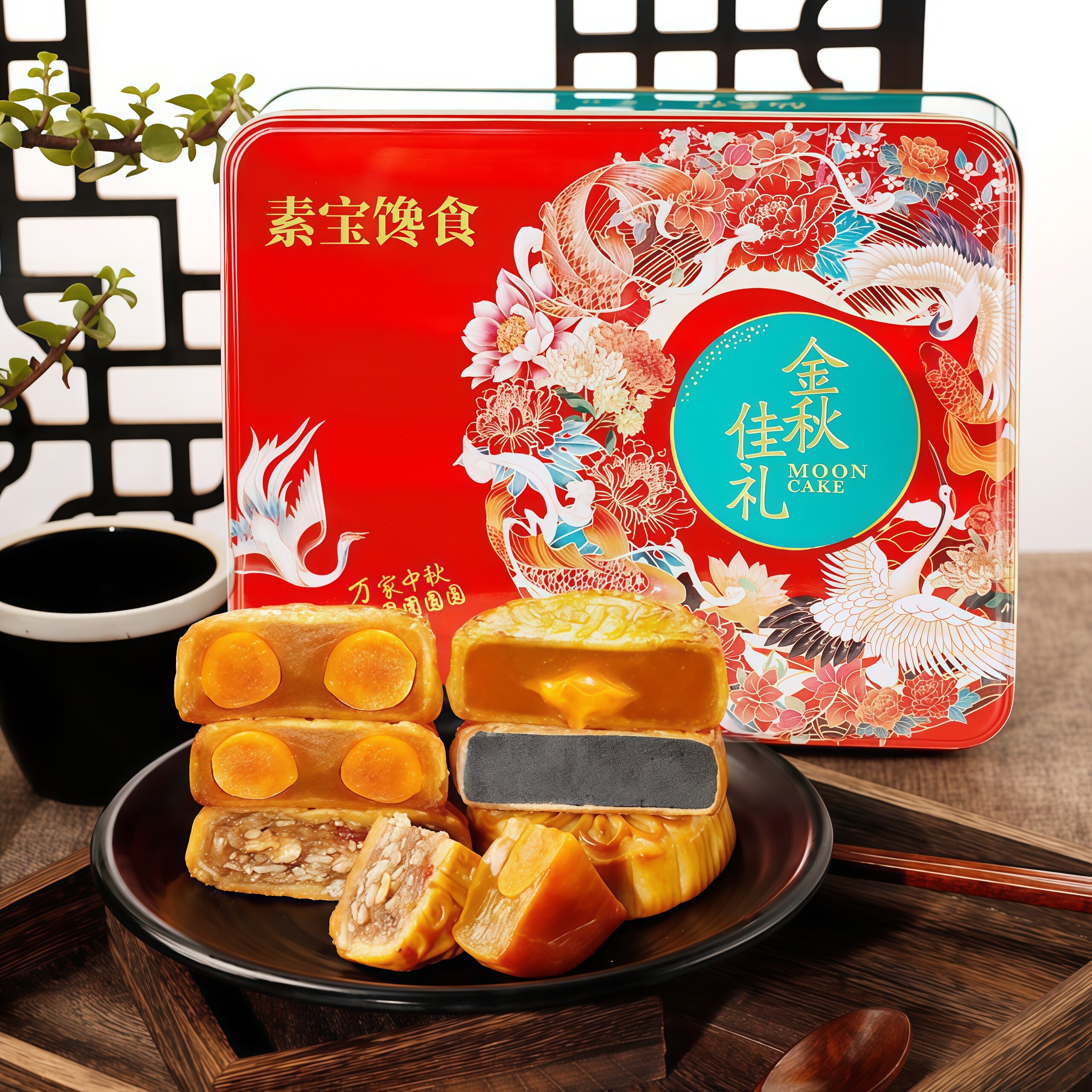 广式双黄蛋黄白莲蓉味月饼中秋节传统糕点心老式散装团购送礼盒装