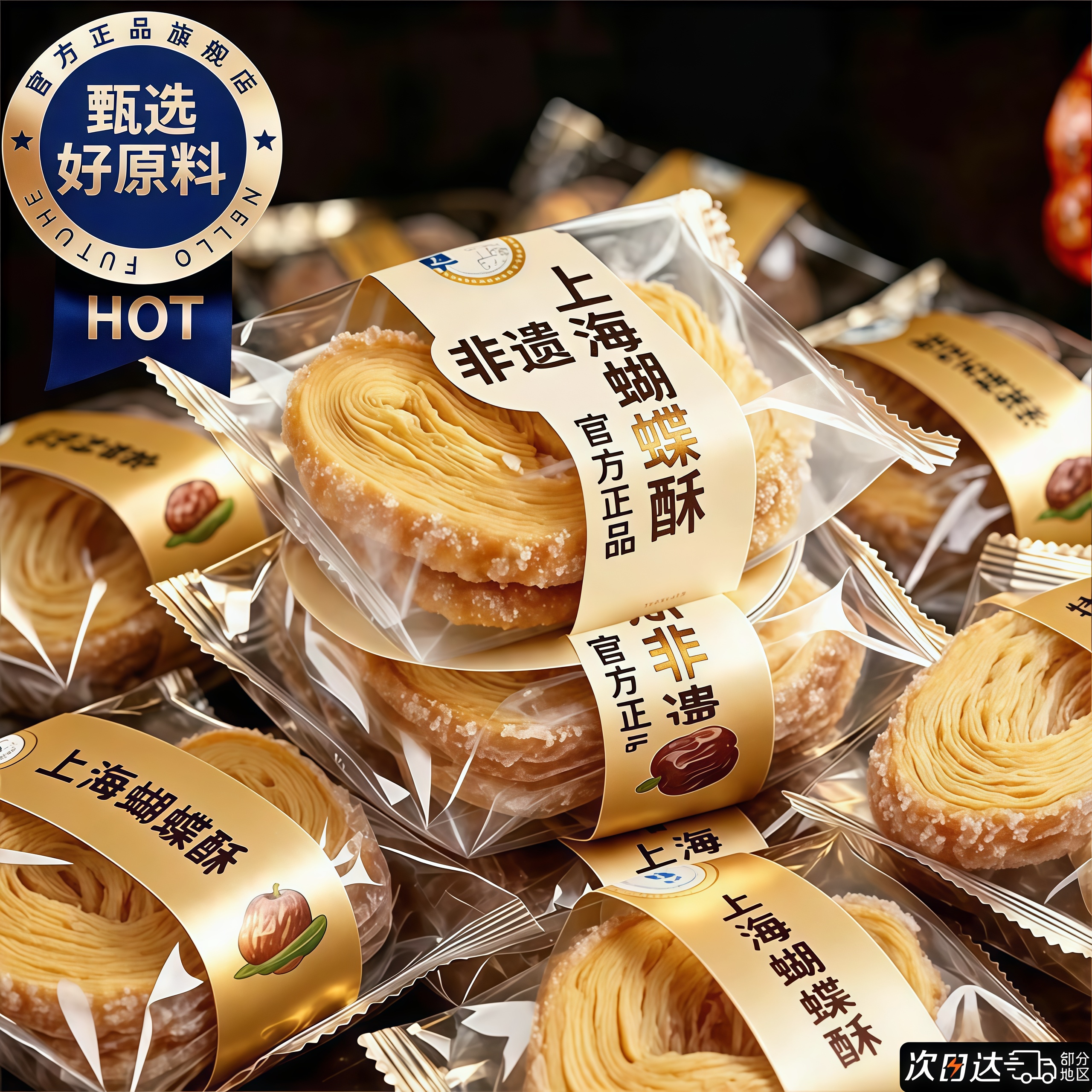 上海国际饭店老字号蝴蝶酥酥式黄油手工千层酥西式休闲糕点旗舰店