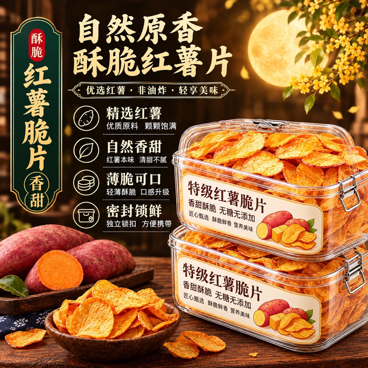 纯手工原切红薯片干香脆非油炸无糖湖南特产番薯地瓜官方旗舰店