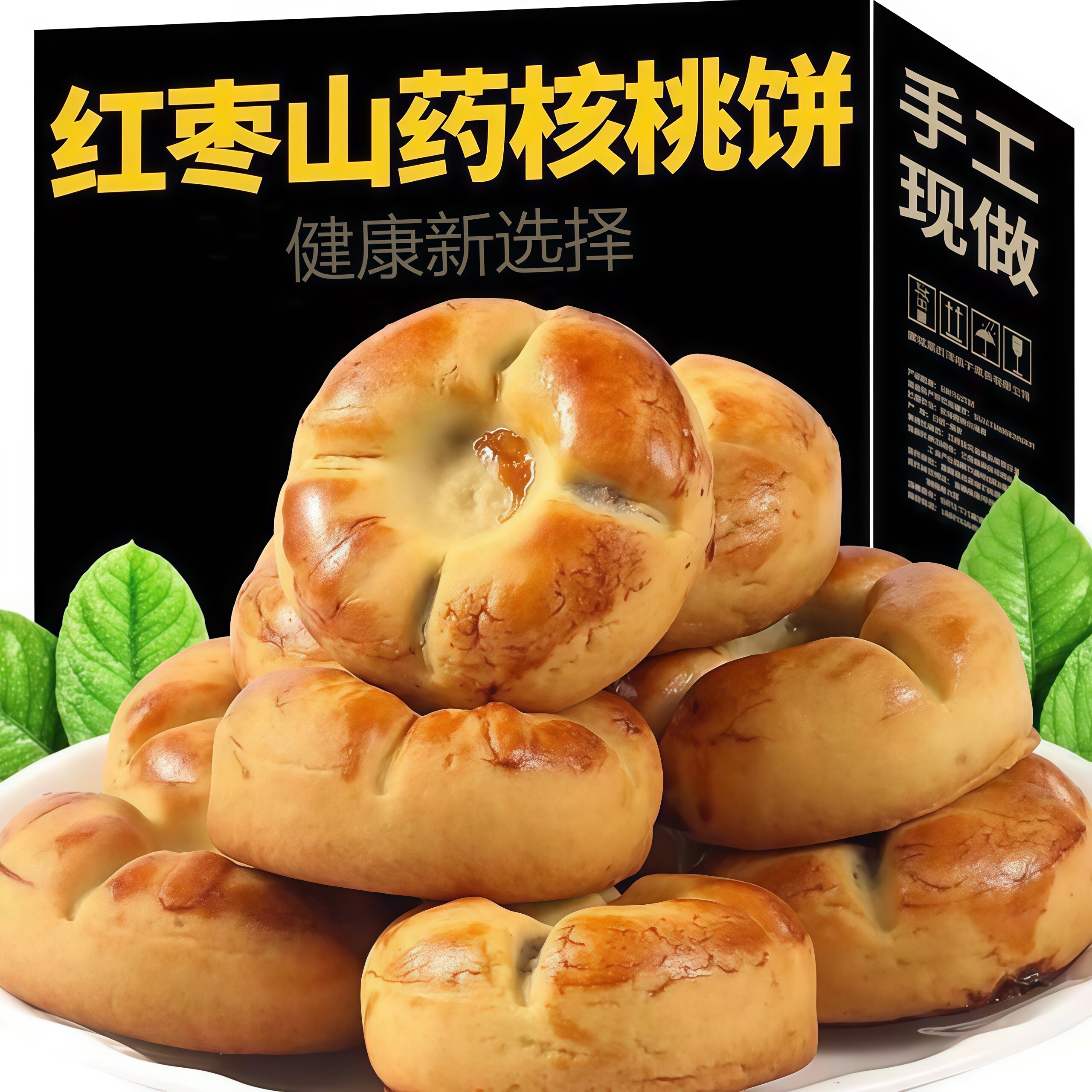 红枣山药核桃饼官方旗舰店饼干食品小零食糕点心早餐大全各种美食