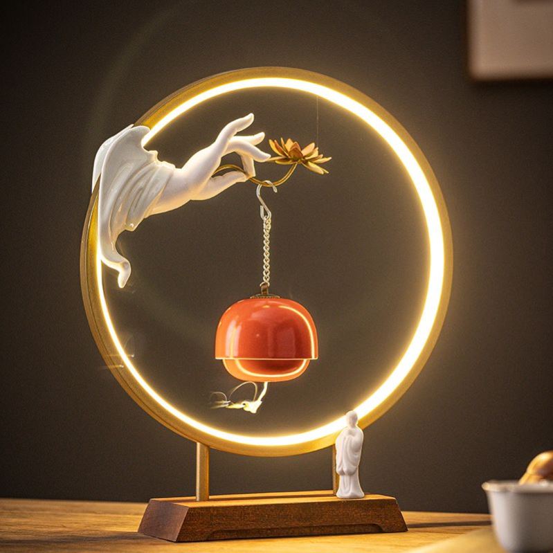 禅意佛手莲花挂式吊炉灯圈摆件家用室内玄关电视柜倒流香香薰香炉