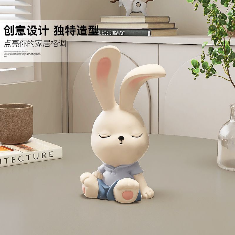 棕榈树妇女节礼物治愈系兔子桌面摆件办公室工位上班情绪稳定生日