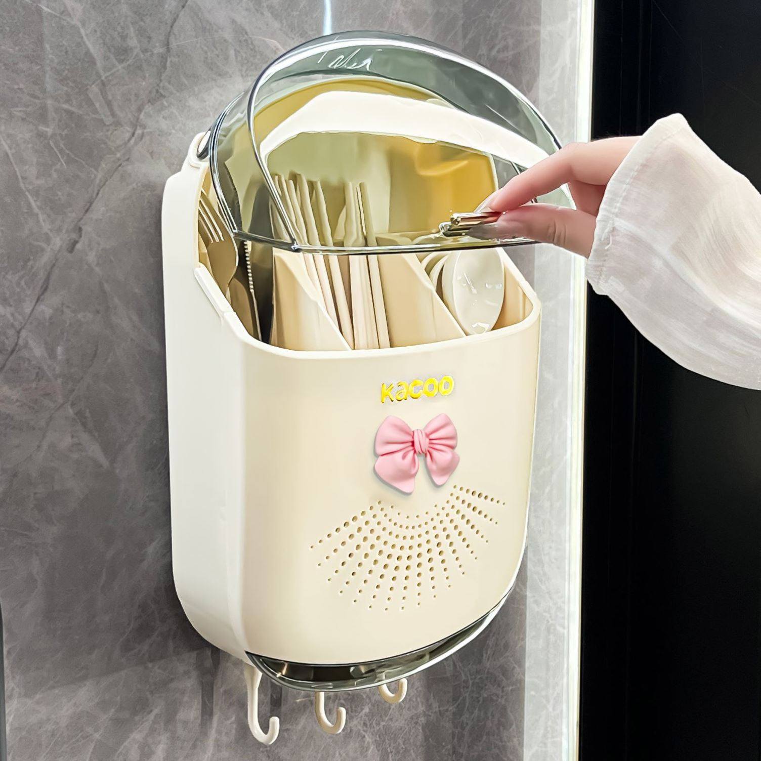 2026新款筷子筒壁挂式沥水收纳盒快子桶笼篓托厨房勺子收纳置物架,餐饮具,筷子盒,淘宝优惠券,粉丝福利购,淘宝优惠卷